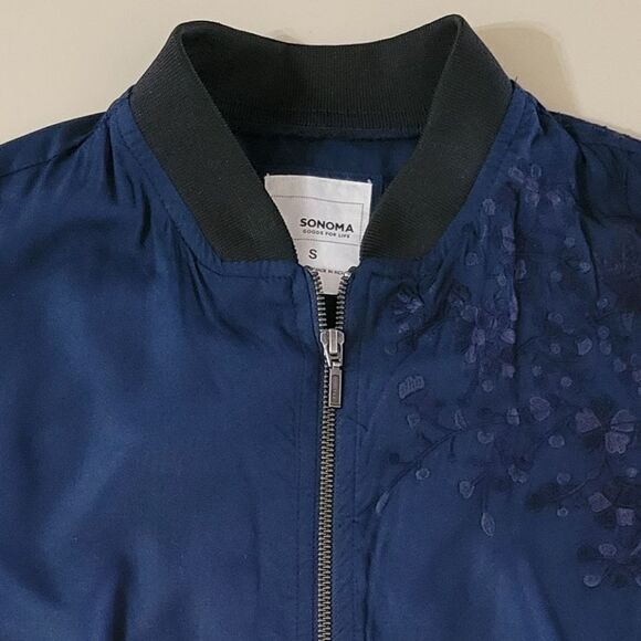 Women's Sonoma Goods For Life® Blue Embroidered Bomber Jacket - Picture 8 of 14